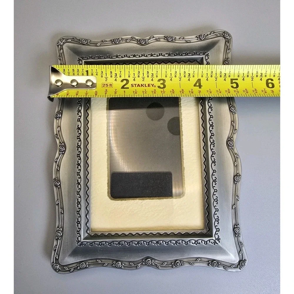Malden Ornate Silver Tone Photo Frame Floral Border Holds 3.5